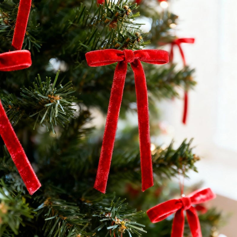 REDWORD 30PCs Red Bows for Christmas Tree, 5 x 7 Inch Red Velvet Bows Velvet Christmas Ornaments RED V ELVET Ornaments CHRISTMAS Tree B OWS for Vintage Christmas Decor Holiday Decor, Gift Wrapping and Wedding - Image 4